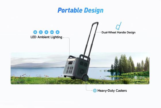 ATZ 3600W Centrale elettrica portatile UE Multipli uscite AC e DC 230VAC Disegno della maniglia a doppia ruota