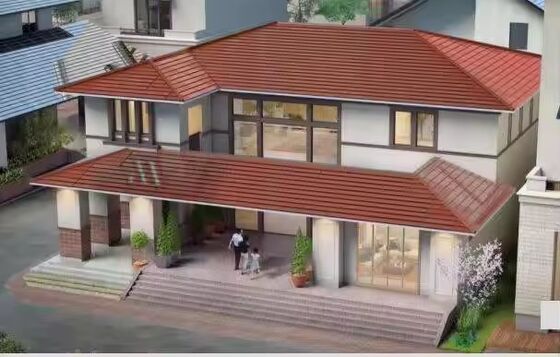 Tegola solare monocristallina Rosso/Verde formato lungo - 86W PV a colori ad alta potenza, 154W/m², Estetica ed efficiente